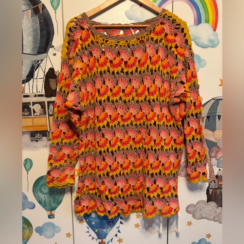 Vintage free people tunic macrame sweater xs